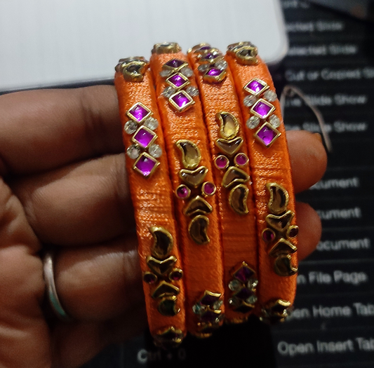 Classy Set of 4 Silk Thread Bangles