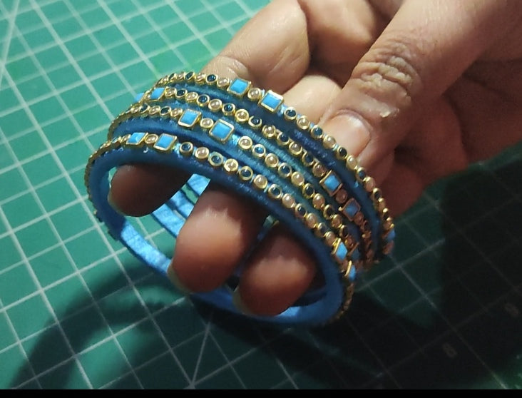 Classy Set of 4 Silk Thread Bangles