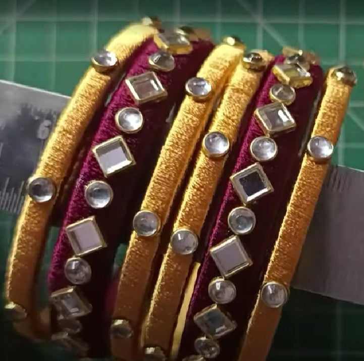 Pretty Set of 6 Silk Thread Bangles