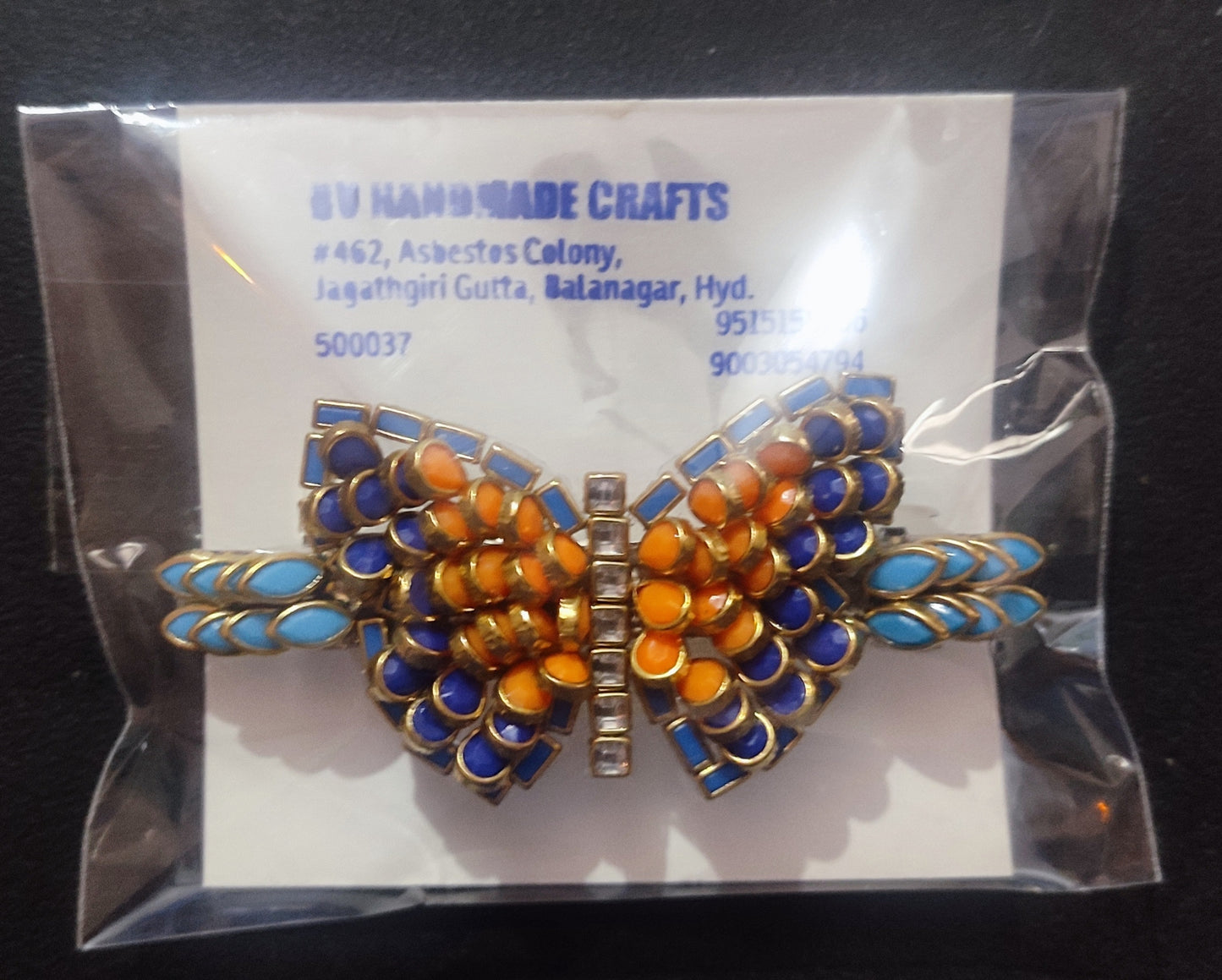 Beautiful Butterfly Shaped Kundan Stone Center Hair clip