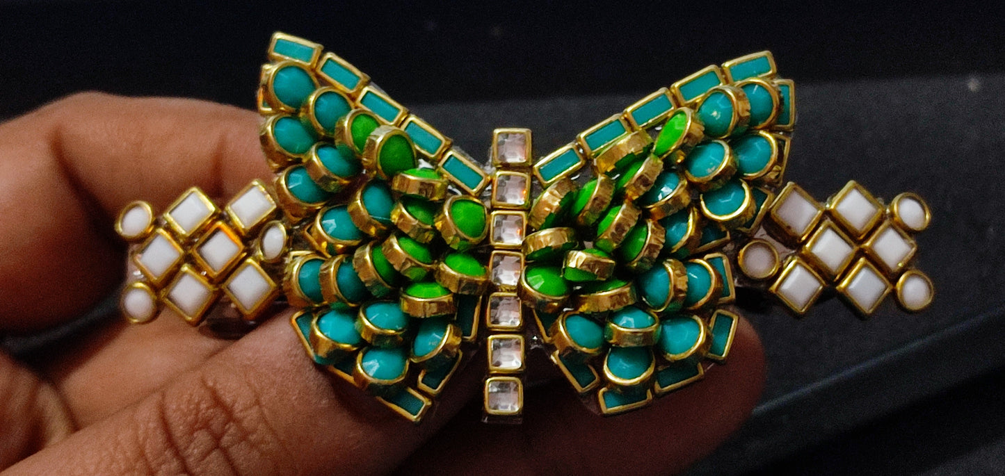 Beautiful Butterfly Shaped Kundan Stone Center Hair clip