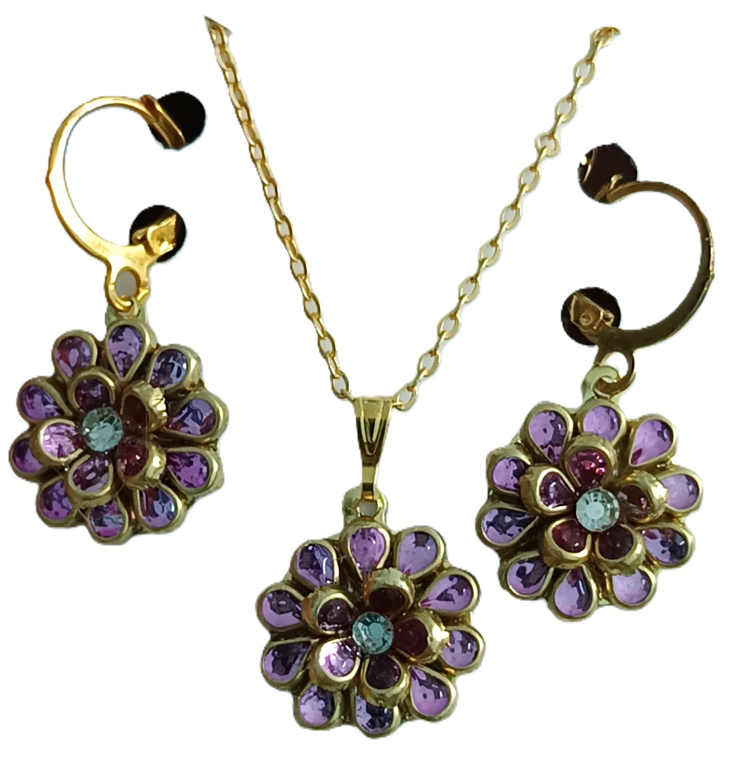 Charming Kundan Stone Daisy Flower Necklace and Earrings set