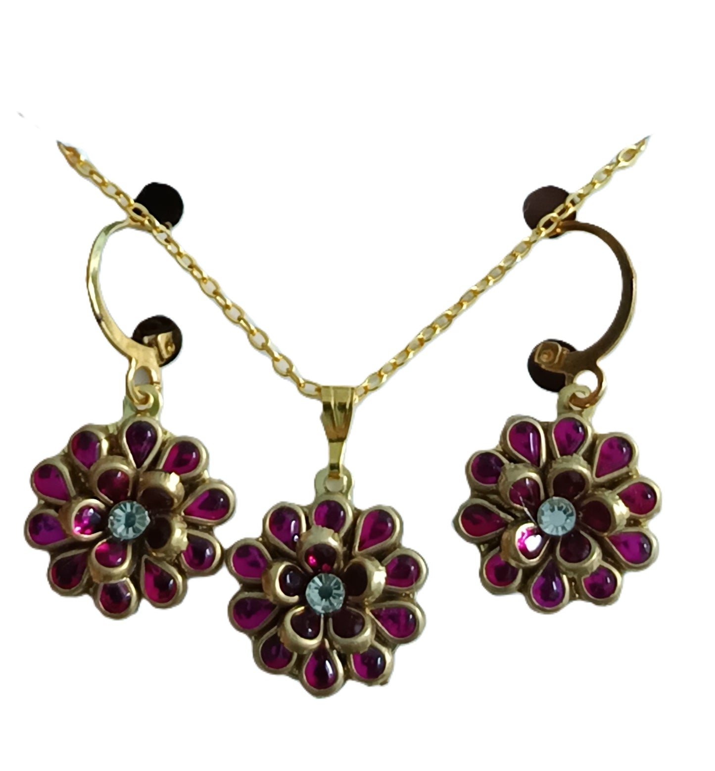 Charming Kundan Stone Daisy Flower Necklace and Earrings set