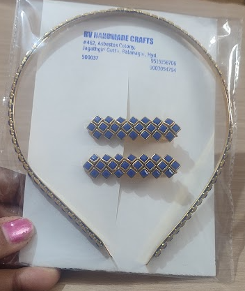 Appealing Kundan Stone Head Band with Alligator Clips