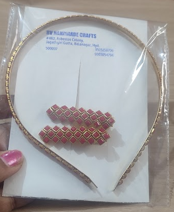 Appealing Kundan Stone Head Band with Alligator Clips
