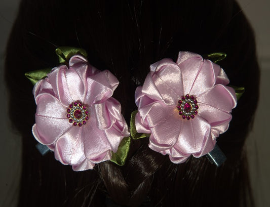 Pretty Looking Heart Shaped Ribbon hair Clips (Pair)