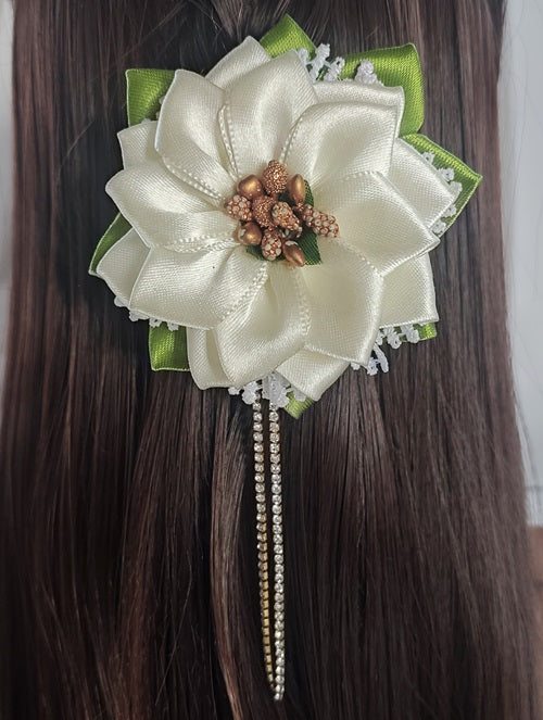 Attractive Sun Flower shaped Ribbon Hair Clip (Single Piece)