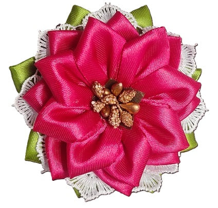 Attractive Sun Flower shaped Ribbon Hair Clip (Single Piece)
