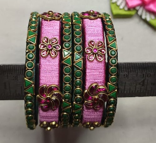 Pretty Set of 6 Silk Thread Bangles