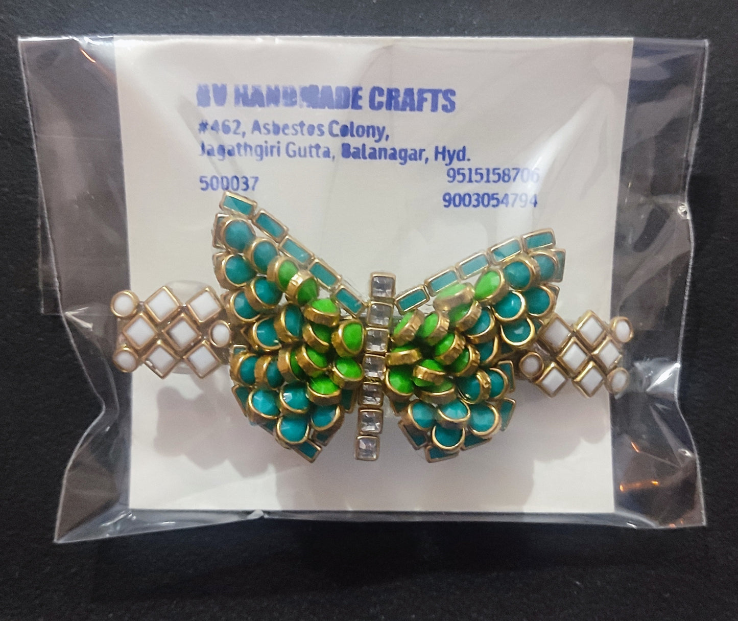 Beautiful Butterfly Shaped Kundan Stone Center Hair clip