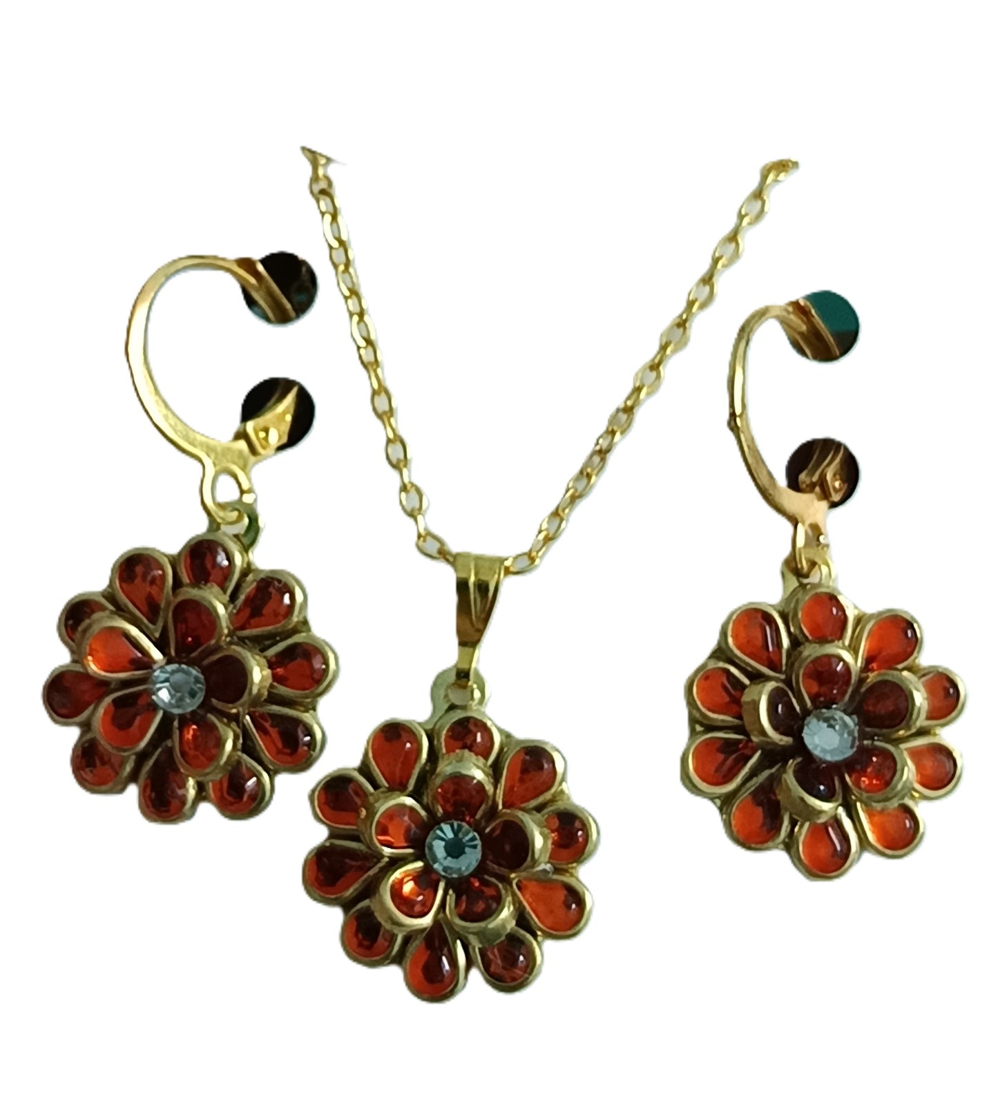 Charming Kundan Stone Daisy Flower Necklace and Earrings set