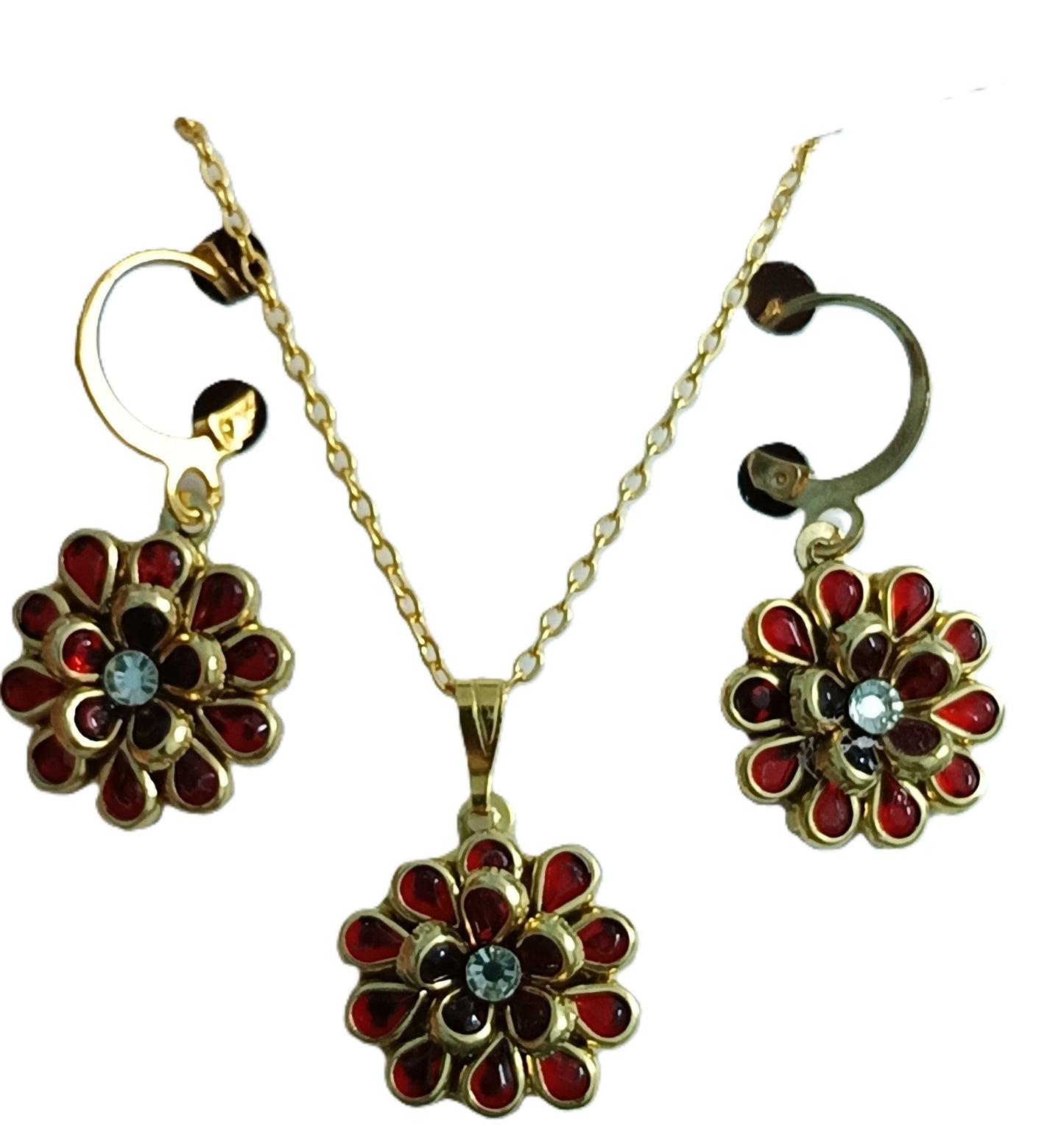 Charming Kundan Stone Daisy Flower Necklace and Earrings set