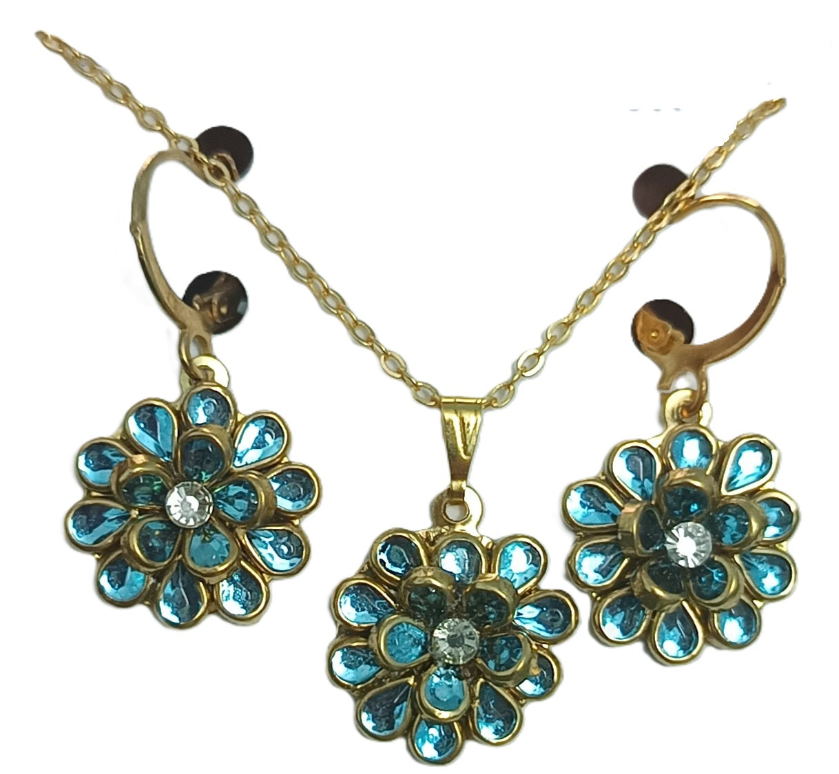 Charming Kundan Stone Daisy Flower Necklace and Earrings set