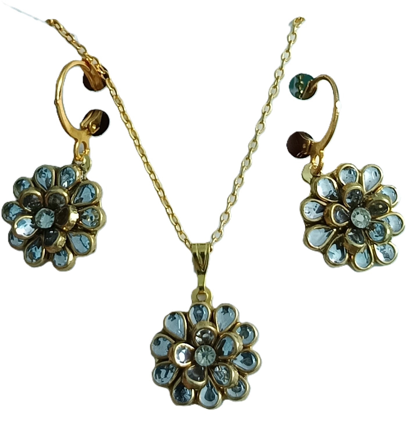 Charming Kundan Stone Daisy Flower Necklace and Earrings set