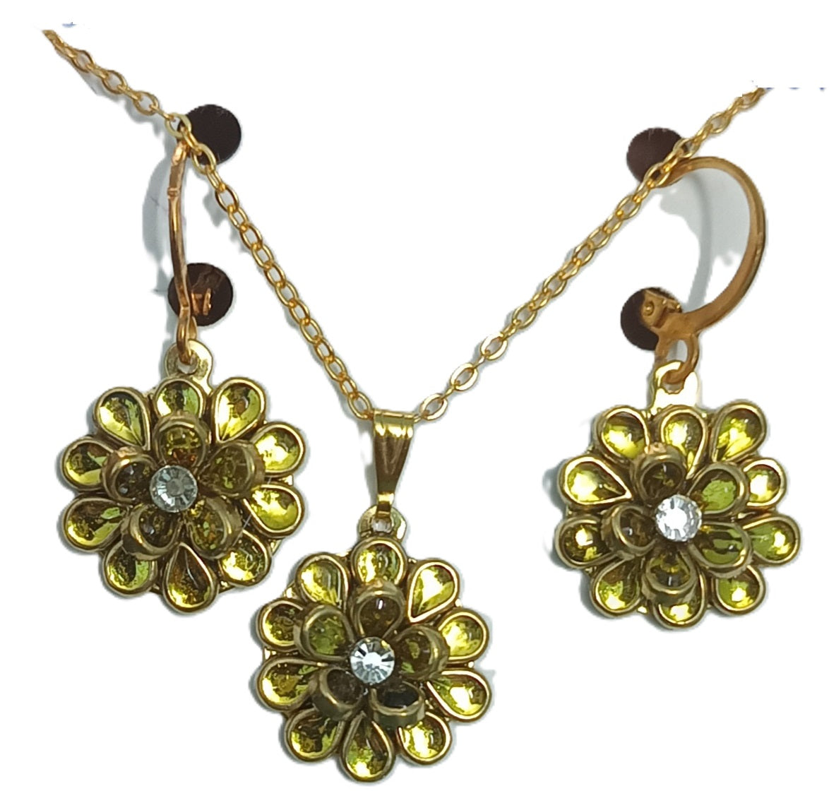 Charming Kundan Stone Daisy Flower Necklace and Earrings set