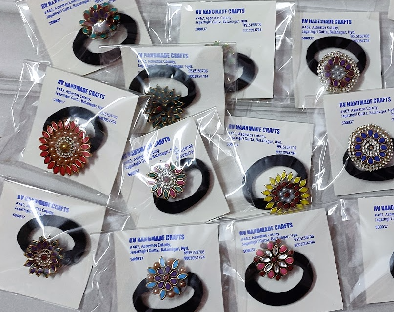 Charming Colorful kundan Stone Hair Ties ( Set Of 3)