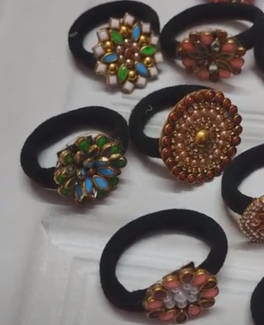 Charming Colorful kundan Stone Hair Ties ( Set Of 3)