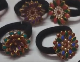 Charming Colorful kundan Stone Hair Ties ( Set Of 3)