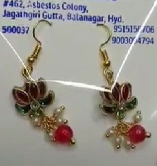 Classy kundan Stone Earrings-Lotus Flower (Pair)