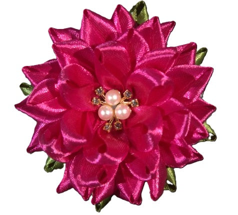 Well Formed Narrow Ribbon Flower Hair Clip (Single Piece)