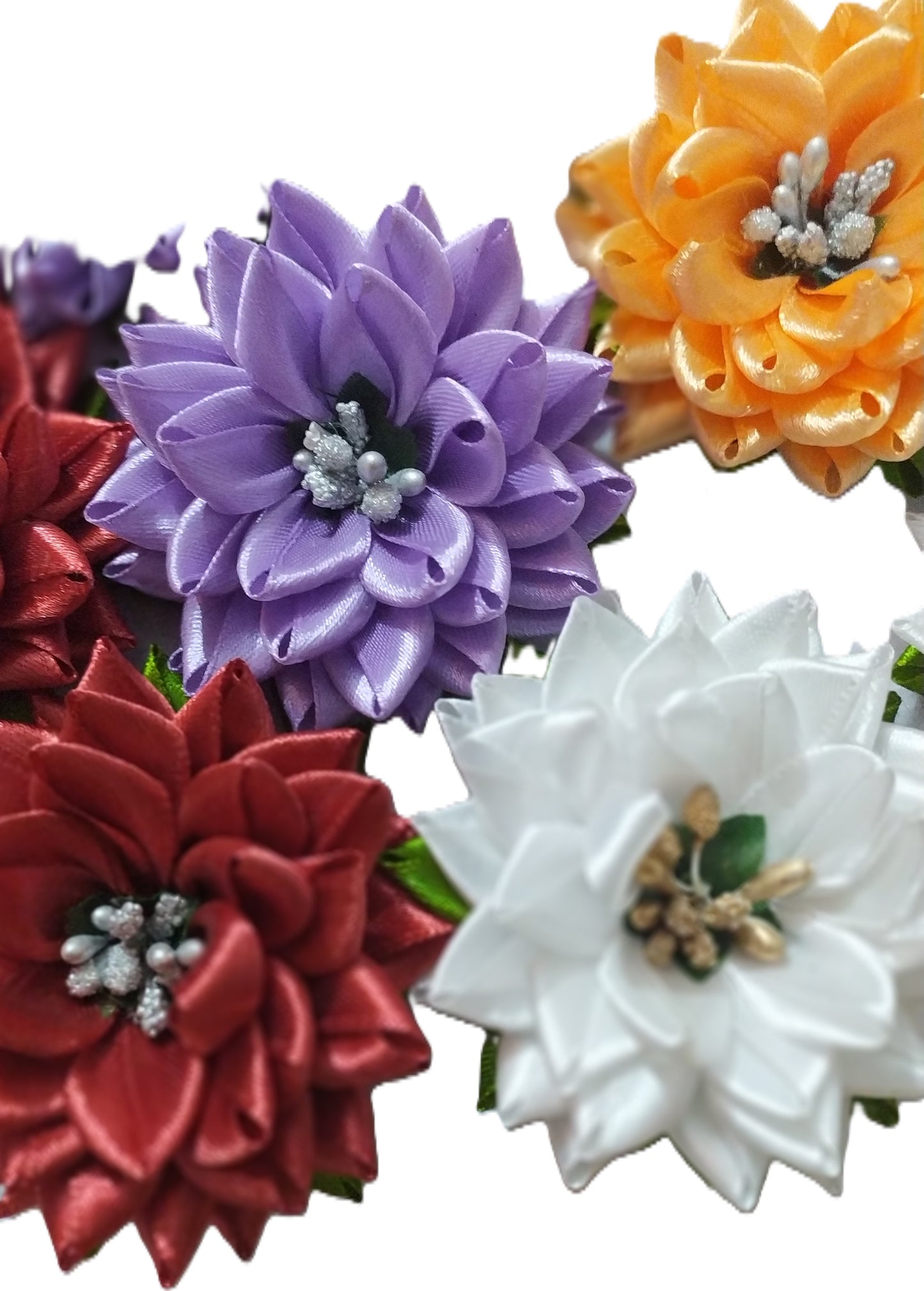 Well Formed Narrow Ribbon Flower Hair Clip (Single Piece)
