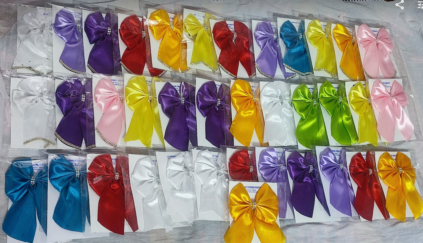 Stunning Satin Ribbon Pig Tail Bow hair clip (Single Piece)