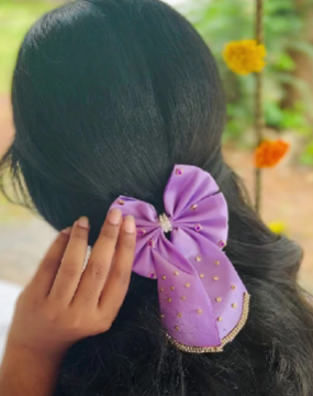 Stunning Satin Ribbon Pig Tail Bow hair clip (Single Piece)