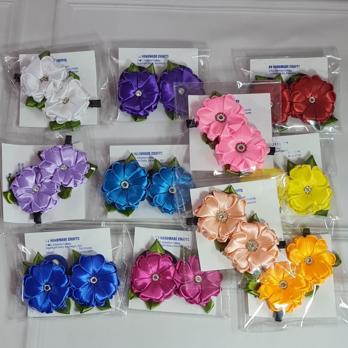 Pretty Looking Heart Shaped Ribbon hair Clips (Pair)