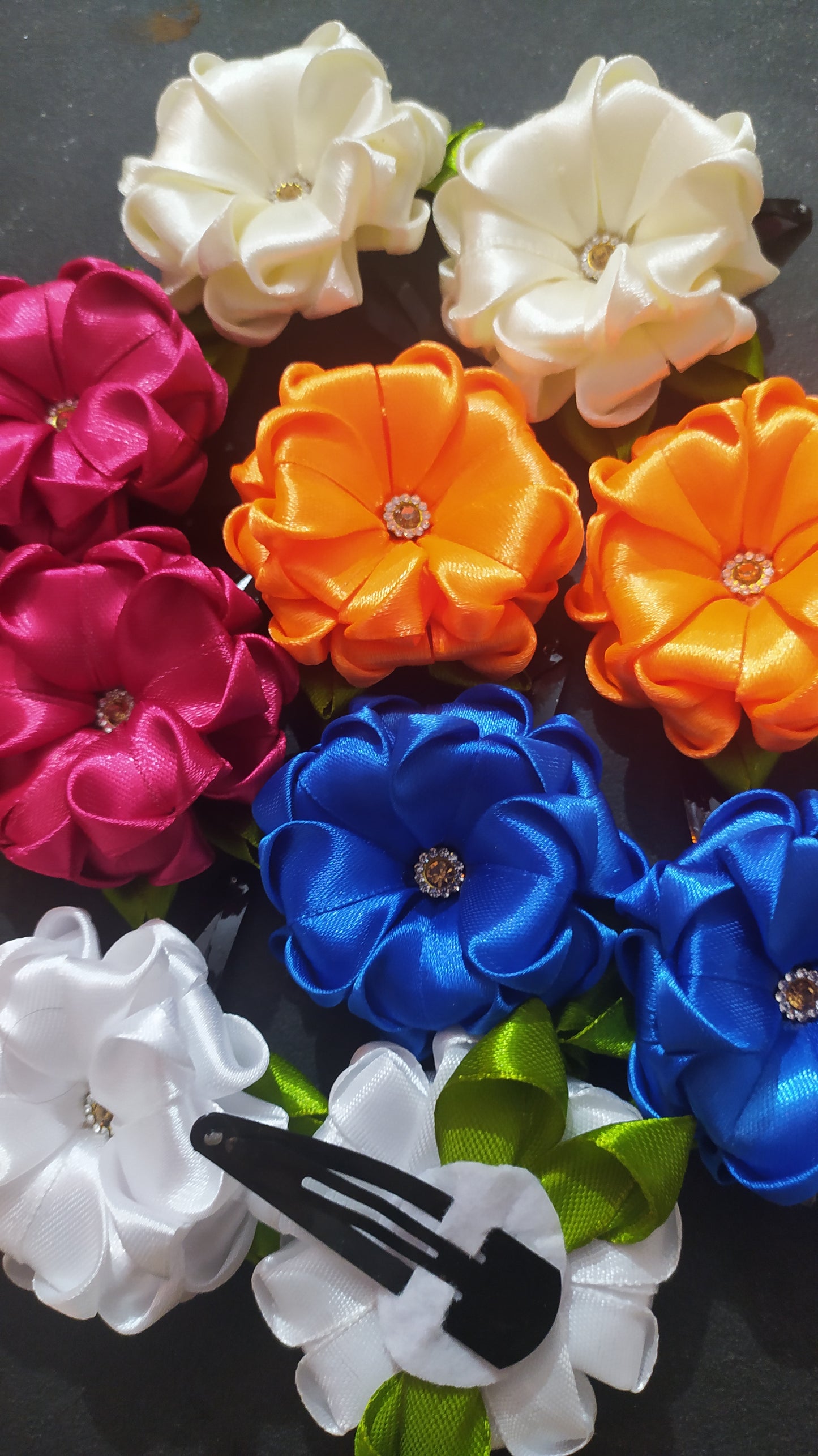 Pretty Looking Heart Shaped Ribbon hair Clips (Pair)