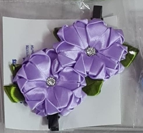 Pretty Looking Heart Shaped Ribbon hair Clips (Pair)