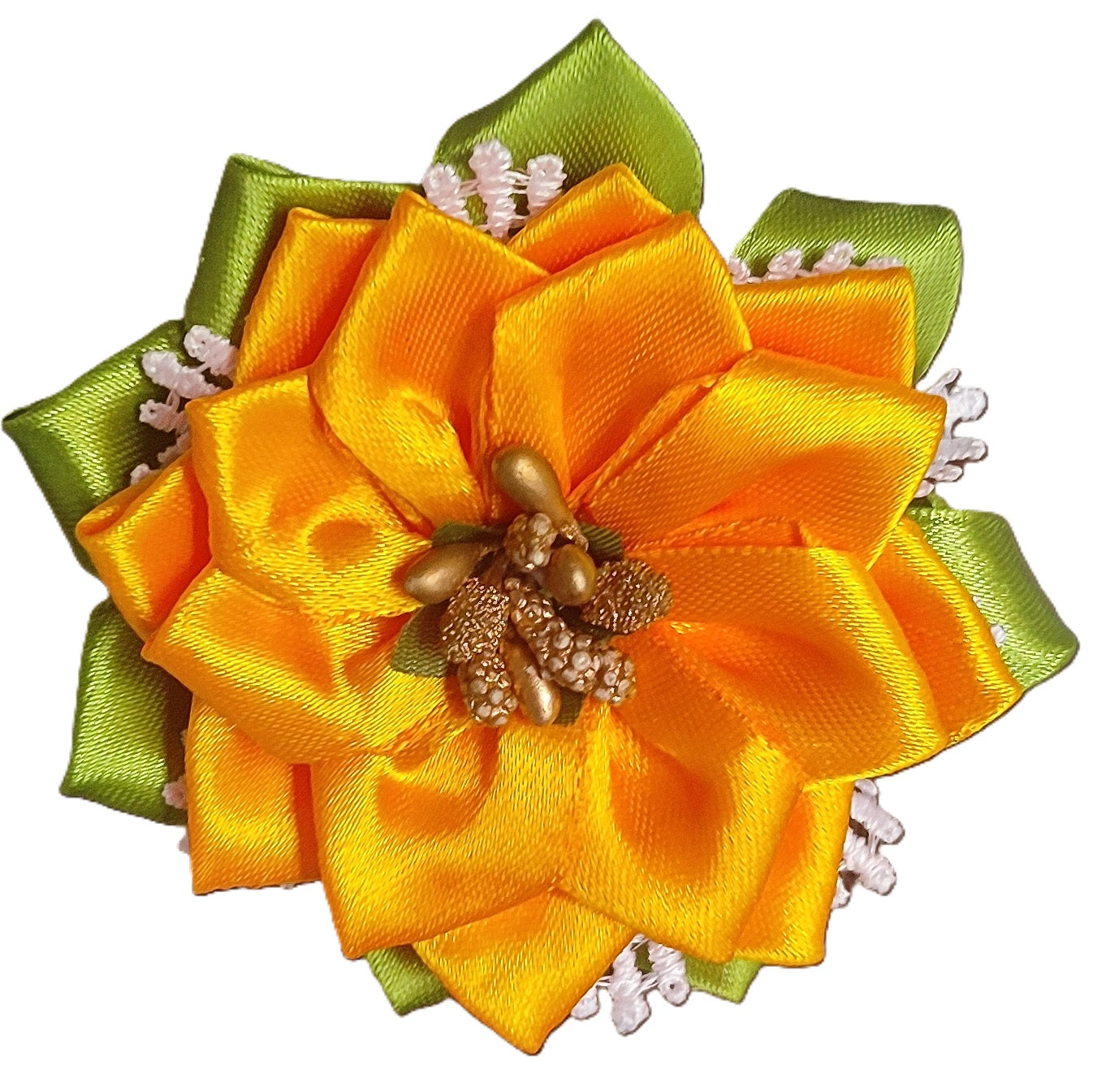 Attractive Sun Flower shaped Ribbon Hair Clip (Single Piece)