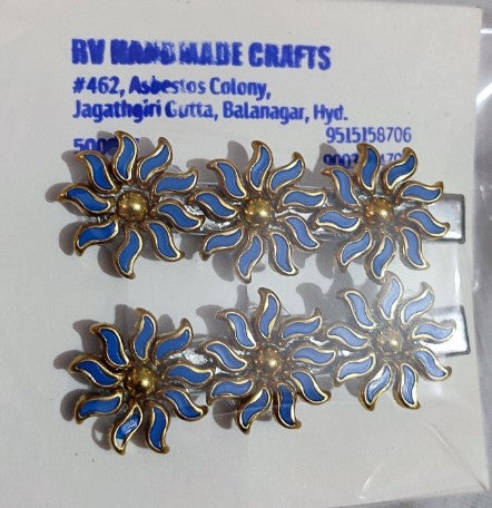 Splendid Sun Shaped kundan Stone Alligator Hair clips (Pair)