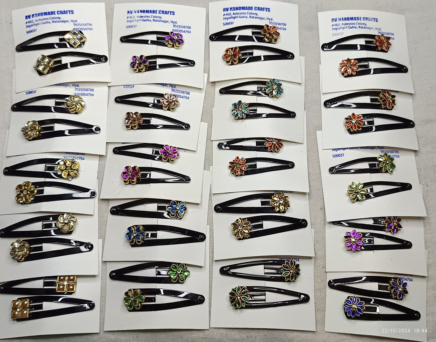 Classy Kundan Stone Tic Tac Clips (3 Pairs)